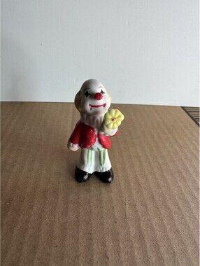 Vintage CLown Figurine Bald Flower